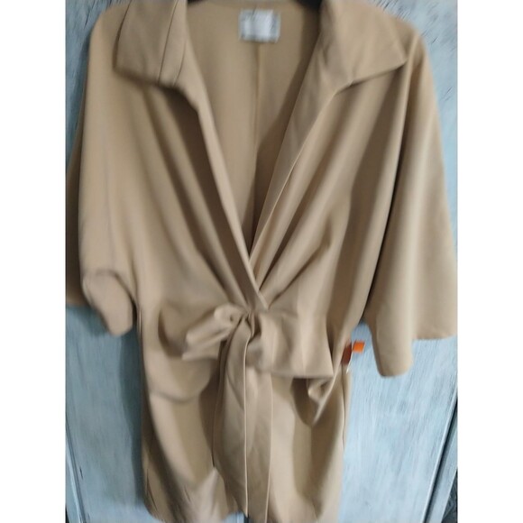 Asus Wide Sleeve Thai Front Knee Length Dress Sz 8 Tan Boho Cottage Core... - Picture 3 of 9